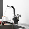 Kitchen Sink Mixer Taps 360° Swivel Spout With Pull Out Spray Faucet & 2 Hose UK