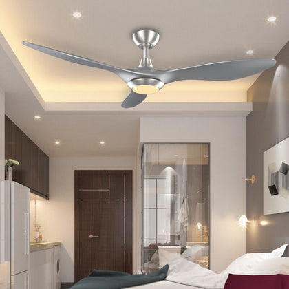 52 Inch Modern Ceiling Fan with LED Light Sweep Silent Fans 6 Speed Timer Remote