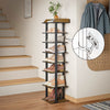 7 Tier Shoe Rack Vertical Tall Storage Shelf Unit Cabinet Organizer Rustic Brown