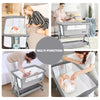 Baby Bedside Crib Portable Travel Cot Bed Mattress Mesh Co-sleeping with Wheels