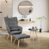 Linen Fabric Accent Wing High Back Armchair Chair Living Room Footstool Lounge
