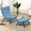 Upholstered Linen Accent Chair Curved Back Sofa Napping Seat Lounge Sofa w Stool