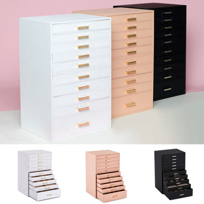 Mondeer 10 Layer Jewellery Box Necklace Earring Bracelet Organiser PU Leather