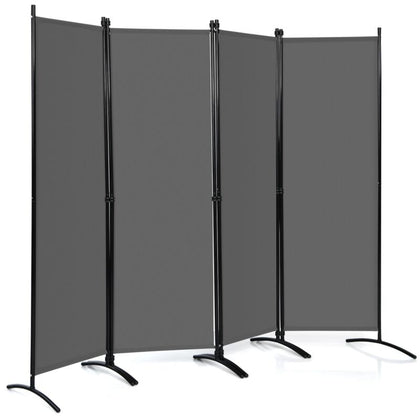 4-Panel Room Divider 173cm Folding Privacy Screen Portable Fiber Wall Divider