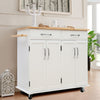 Mobile Kitchen Trolley Rolling Cart Wooden Cupboard Beech Butchers Block