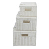 Set of 3 Resin Wicker Woven Storage Baskets Hamper Box With Lid Lock Large Unit