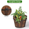 3PCS Wooden Planter Barrel Set Garden Patio Nesting Burnt Wood Bucket Planters