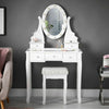 White Modern Makeup Vanity Set Dressing Table LED Light Mirror Drawers Stool