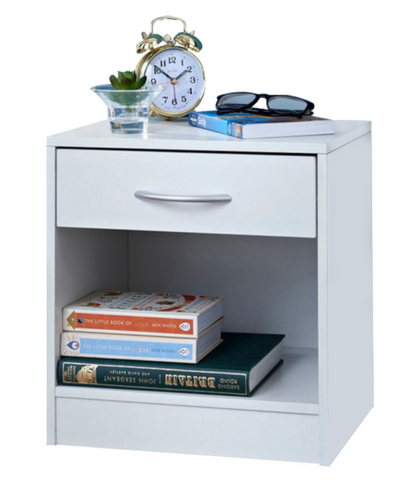 1 Drawer Wooden Bedroom Bedside Cabinet Shelf Nightstand Side Table UnitWhite515
