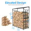70" Outdoor Metal Log Store Stack Holder Wood Firewood Rack Garden Storage Shed