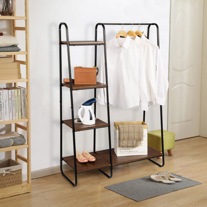 4 Tiers Clothes Rail Heavy Duty Coat Hanging Display Storage Shelf w/ Shoe Rack