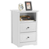 White Bedside Cabinet, Nightstand Bedside Table with 2 Drawers Cubby for Bedroom
