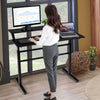 Two-Tier Sit to Standing Desk Height Adjustable Laptop Table w/Crank Handle Home