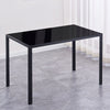 Black Rectangular Tempered Glass Dining Table Metal Legs Dining Room Kitchen
