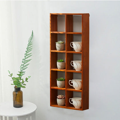 10 Compartment Display Shelf Cabinet Wall Mounted Storage Ornaments Organizer