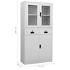 Office Cabinet Light Grey 90x40x180 Steel and Tempered Glass Y7X4
