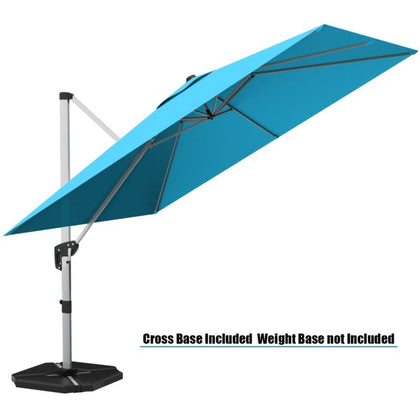 3M Patio Offset Umbrella Cantilever Parasol w/ Cross Base Tilting Market Parasol