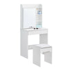 Small White Dressing Table Sliding Mirror Dresser Bedroom Makeup Desk with Stool
