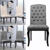 2/4PCS Linen Buttoned Dining Chairs Wooden Legs High Back Home Restaurant Seat