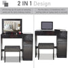 Dressing Table with Drawers, Mirror Stool Set Makeup Desk Vanity Table Bedroom