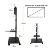 Adjustable Mobile Tall TV Stand Rolling Cart Trolley for 32-70 inch with Bracket