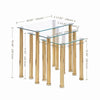 3pcs Rectangular Clear Tempered Glass Side End Table Nested Table Golden Tubes