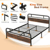 King Size Bed Frame w/ Headboard & Footboard Heavy-duty Metal Platform Bed Frame