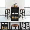 3PCS Bar Table & 2 Chairs Industrial Kitchen Dining Table Set with Side Storage