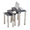 Square Nest of 3 Tables Glass Nested Side End Tables Set Black Clear Modern Home