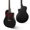 New 41 inch Cutawary Acoustic Guitar Spruce Top Grape Hole Round Back Black