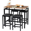 High Table & Chair Set Bar Kitchen Dining Breakfast Furniture Padded Stools 5PCS