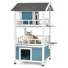 3-Tier Wooden Cat House Dog Puppy Pet Wooden Garden Den Shelter Outdoor Indoor
