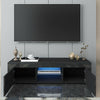 Modern TV Unit Cabinet Stand Matt Body & High Gloss Doors LED Light Livingroom