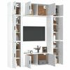 8 Piece TV Cabinet Set High Gloss White Engineered Wood V5R9