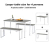 Dining Table and Chairs Set 2 Bench Metal Frame Kitchen Dining Room Furniture