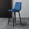 2X Blue Velvet Bar Stools Breakfast Stool Kitchen Pub Chairs Padded 65cm Seat