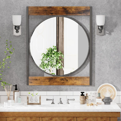 Farmhouse Wall Mirror Round Bathroom Vanity Square Frame Accent Bedroom Mirror