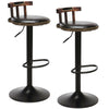 2 X 360° Swivel Elegant Wooden Bar Stool High Leg Lifting Leather Seat Chair Pub