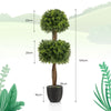 2PCS Artificial Boxwood Topiary Ball Tree Faux Potted Double Ball Boxwood Plant