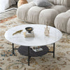 Large Round Marble Coffee Table Accent Side Table Chairside Table Eating Tray