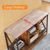 Brown Wooden TV Cabinet Metal Leg with Compartment Shelf Unit Industrial Style