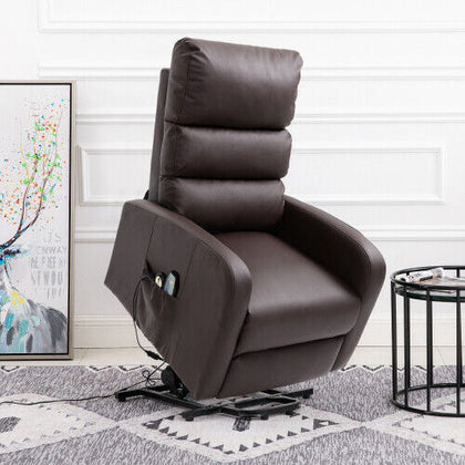 Electric Power Lift Massage Recliner Chair PU Leather Sofa Arm Chair w/Remote QY