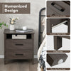 Modern Wooden Nightstand 2 Drawers Bed Sofa Side Table End Table W/ Cable Hole
