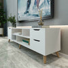 Modern TV Cabinet Stand Unit Wooden Media Storage Space Shelves W/ Doors Drawers