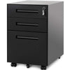 Home Office Filing Cabinet Under Desk File Storage w/ 3 Drawers Casters Lockable