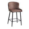 2 pcs Faux Leather Bar Stools Diamond Padded Seat Metal Legs Footrest Breakfast