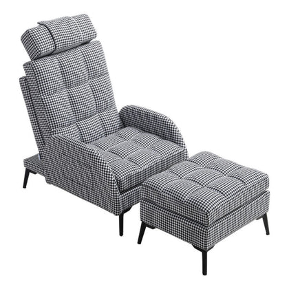 Thick Upholstered Armchair Footrest Occasional Reclining Chair Bed Footstool
