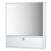 Bathroom Mirror Cabinet Wall Mounted Storage Cupboard Double Door + Compartment