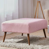 Large Stool Linen Upholstered Wooden Leg Bench Footstool Pouffe Seat Side Chair