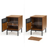 Mondeer Bedside Table Retro End Table with Door & Metal Legs 37x52.5x40 cm Brown
